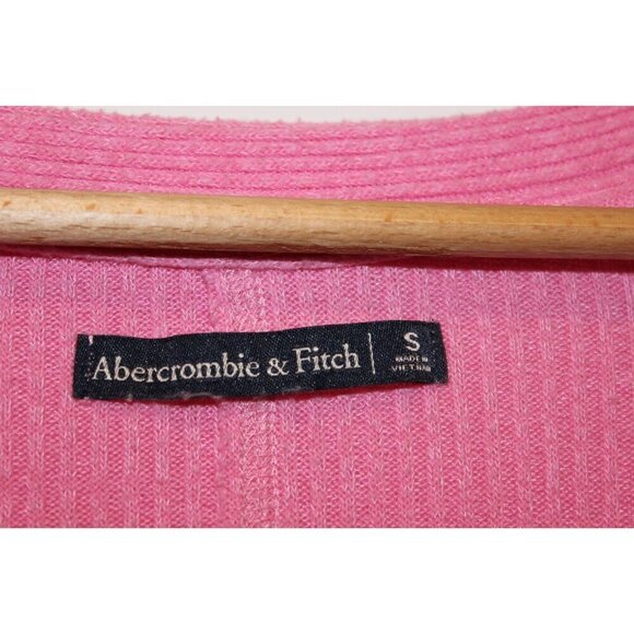 Abercrombie & Fitch Womens Pink Ribbed Button-Up Cardigan Sweater Size S - Picture 3 of 8
